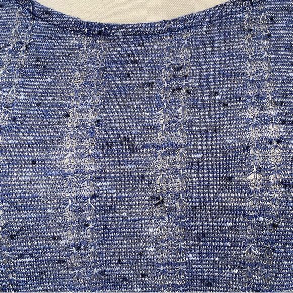 🎈Forever 21 F21 Blue Marled Lightweight Knit Relaxed Fit T Shirt Top Size Small - Picture 4 of 6